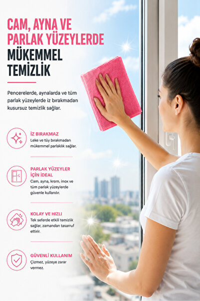 SİLVER HOME 20'li Rulo Mikrofiber Temizlik Bezi 25x30 cm Çok Amaçlı Kopart Kullan Kaliteli Eko Paket Pembe
