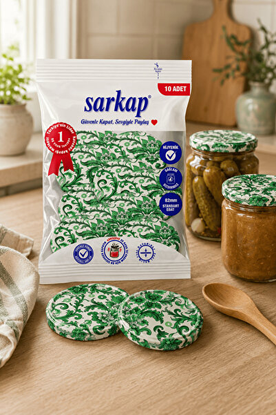 Sarkap Hijyenik Paketli 10'lu 82 mm Kapak - Çini Çiçek Seri - Yeşil