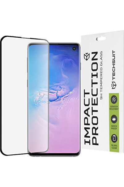 Techsuit Πλήρης Κόλλα Πλήρους Κάλυψης Σκληρυμένο Γυαλί Μαύρο (Galaxy S10)