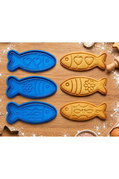 Muhcu Home Fish-Themed Cookie Mold Set of 3 – for Cookies, Play Dough, Fondan...
