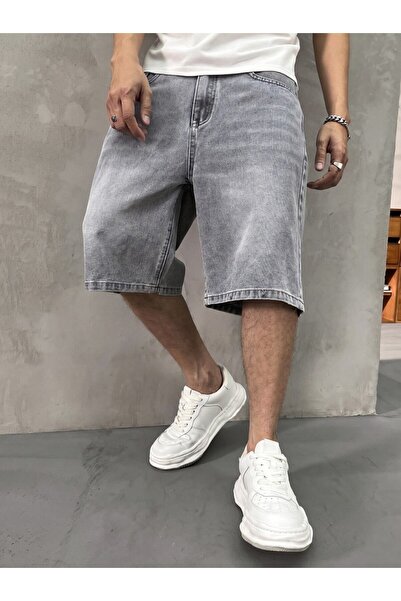 WKM Erkek Oversize Asit Yıkama Denim şort