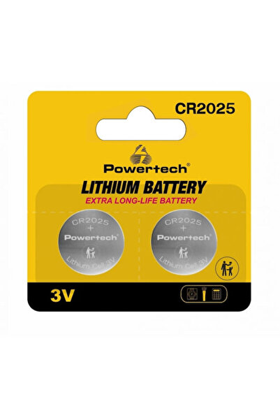 POWERTECH Μπαταρία ρολογιού λιθίου CR2025 3V 2 τεμάχια