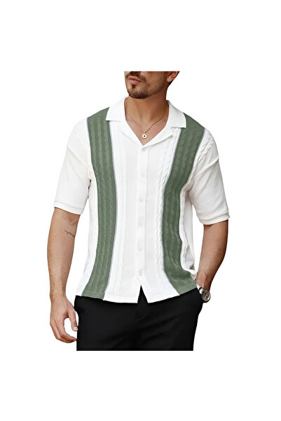 OEM Tricou polo pentru bărbați Polówka Pulover Slim Fit stilat Alb Verde M
