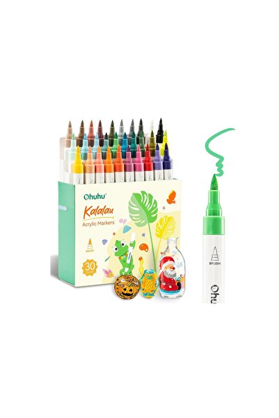 Ohuhu Set 30 Markere Acrilice Kalalau, Baza Apa, Varf Brush Flexibil, Pentru ...