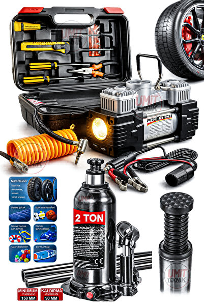PROXTECH Pro Çift Pistonlu 12V 150 Psi 4x4 Lastik Bot Şişirme Kompresörü + Ta...