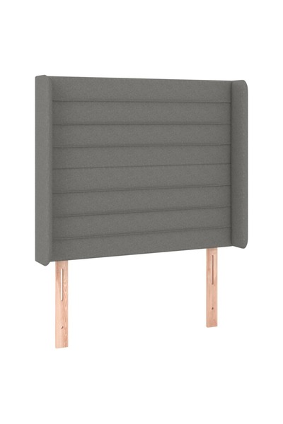 vidaxl Tăblie de pat cu aripioare gri închis 93x16x118/128 cm textil
