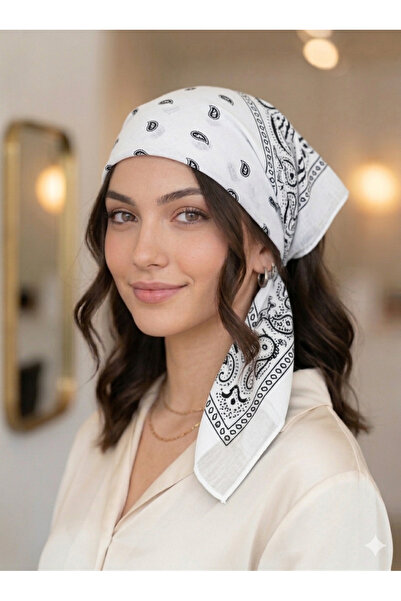 MutluBiDünya Etnik Desen Kare Pamuklu Bandana Fular