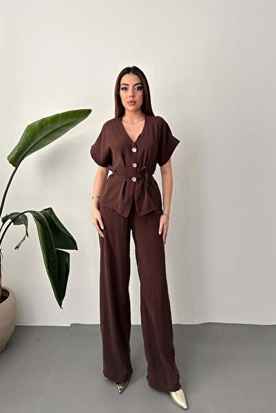Caddebostan Moda Button Detailed Belted Modal Double Suit