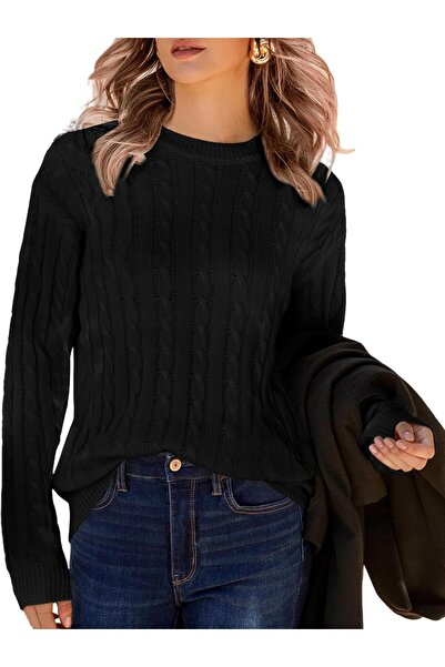OEM Pulover Damski Din Tricot Larg Călduros Gros De Iarnă Elegant Negru M