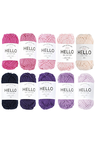 Hello %100 Doğal Pamuk Amigurumi ve Punch Örgü İpleri 10 Adet 25gr Yumak Seti