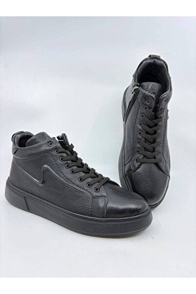 Papuccu Men's Leather Boots Black Flother