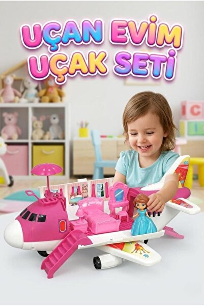 Tıfıl Toys Uçak Evim Açılır Kapanır Gövdeli Bebekli ve Aksesuarlı Gelişim Des...