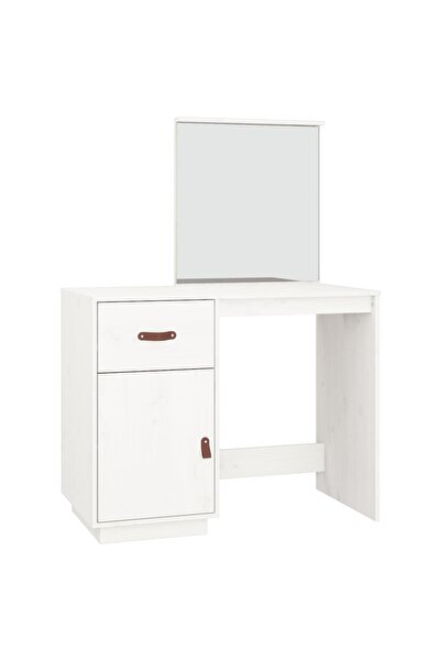 vidaxl Masă de toaletă, alb, 95x50x134 cm, lemn masiv de pin