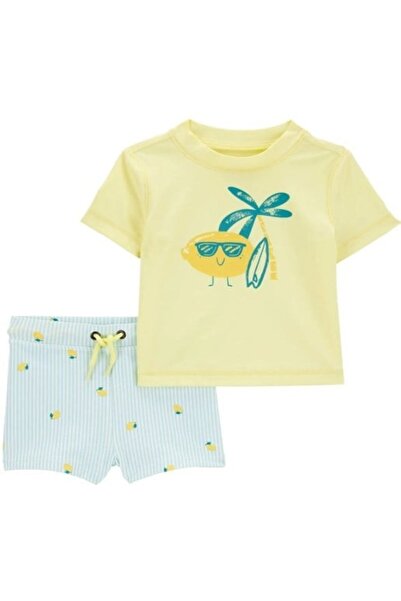 Carter's Carters Erkek Bebek Uv Korumalı Kısa Kollu Şortlu 2li Mayo 9 Ay SARI