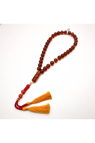 genernic Baltic Antique Pressed Amber Rosary 33 Beads 13mm Deep Cognac Prayer...