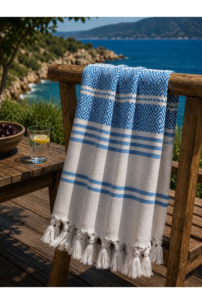 Livera Home Striped Peshtemal |   100% Cotton, Natural Fringed |   Beach, Pool, Spa, Hammam, Sports, Travel Towel (90X180 cm)