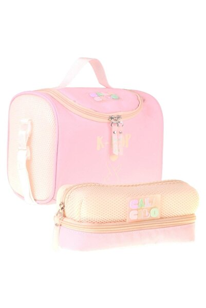 CalaCilo K-Pop Pink Girls' Pink Color Lunchbox and Pen Holder Set - Setcc-C4108