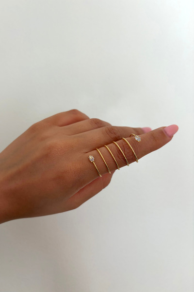Charmist Oval Stone Steel Design Spiral Ring