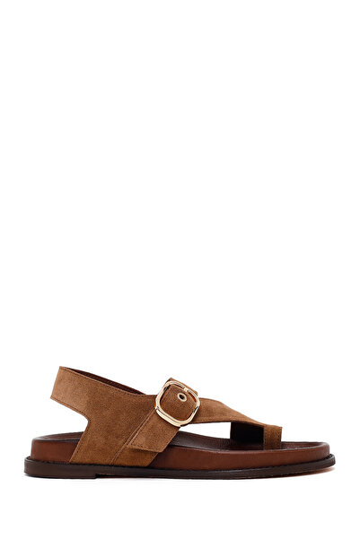 Derimod Women's Tan Suede Leather Sandals 26Sfd550210