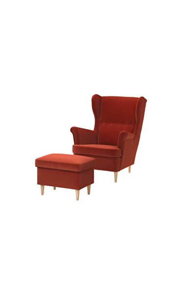 IKEA STRANDMON Berjer Koltuk - Tommaboda Kahverengi-Kırmızı, 82x96x101 cm ile...