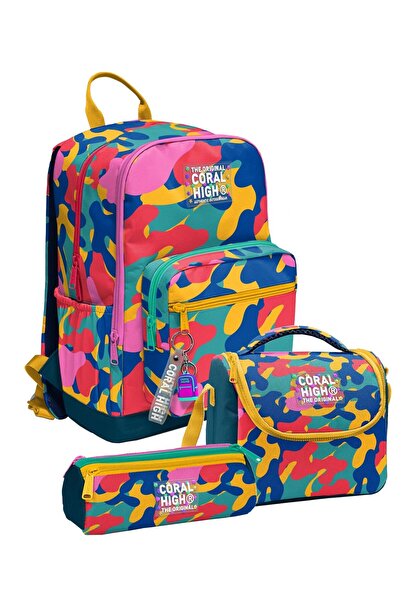 Coral High Colorful Camouflage Patterned Unisex Primary and Secondary School ...