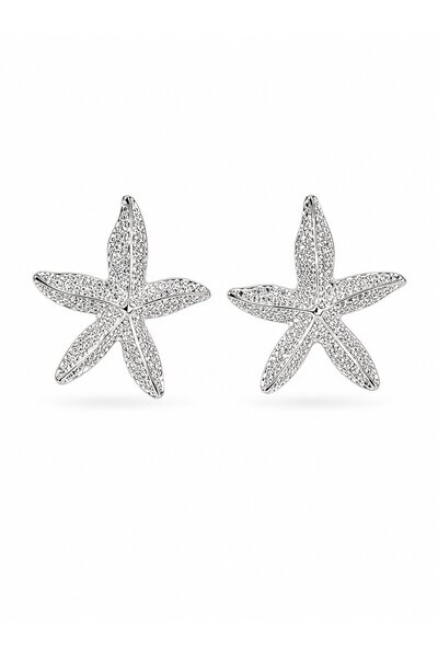 serelya Silver Color Brass Starfish Model Women's Earrings