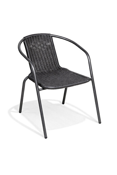 Saray Home Ψάθινη Καρέκλα Κήπου Μεταλλική Γκρι CH9635