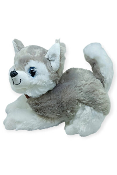 Generic Brand Plush Lying Dog with Sound 25 cm - Gray - 1 Pc