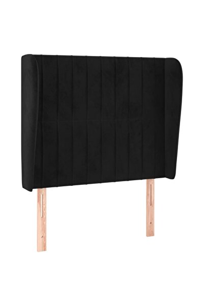 vidaxl Tăblie de pat cu aripioare, negru, 83x23x118/128 cm, catifea