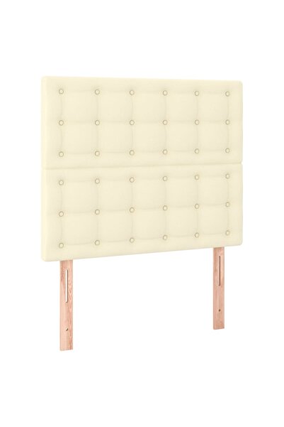 vidaxl Tăblie de pat crem 80x5x118/128 cm piele ecologică