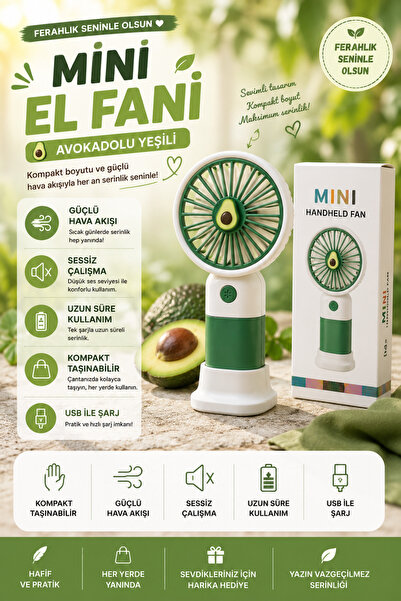 MİNDO Meyveli Tasarım 3 Kademeli Şarjlı El Fanı