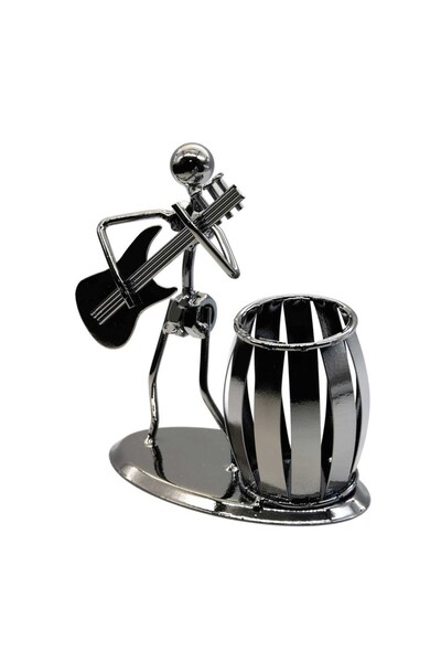hediyesahibi Metal Gitarist Kalemlik & Masaüstü Dekoratif Müzisyen Figürü – Ş...