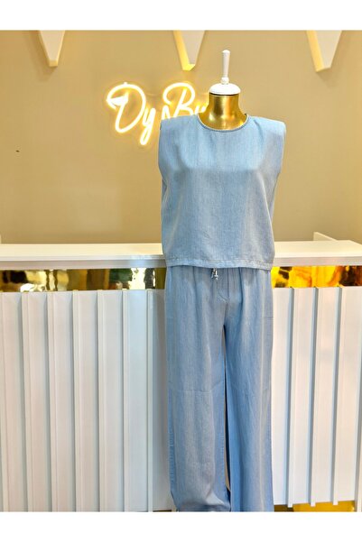 shop Vatkalı bluz denim takım