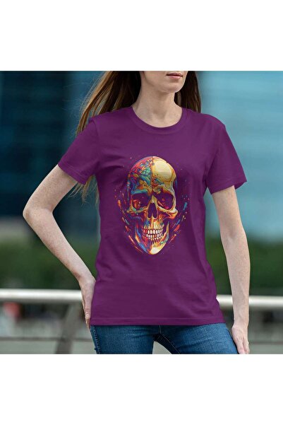 iLovePrints Abstract Colorful Skull Artwork Tshirt