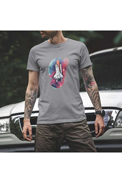 iLovePrints Space Shuttle with Abstract Background Tshirt