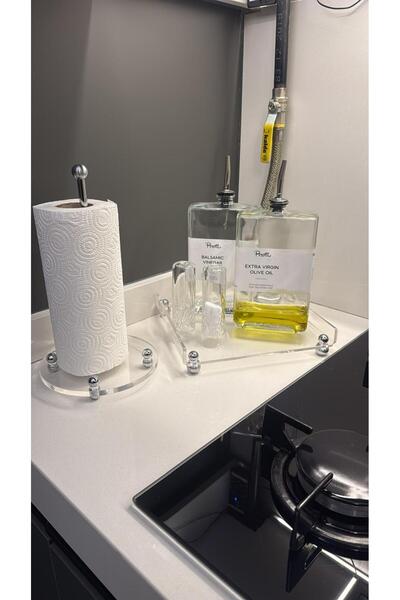 HİD DESIGN ATELIER Çok Amaçlı Pleksi Gümüş Kaplama Detaylı Tekli Stand Mutfak...
