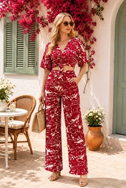 cheen New Season Wrinkled Fabric 4-Color Summer Double Suit with Tie Detail