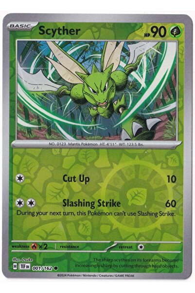 Pokemon Scyther [Reverse Holo] 001/162 - القوات المؤقتة - بطاقة (جديدة)
