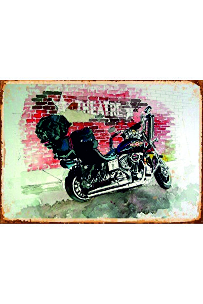 Lucena Motosiklet Temalı Ahşap MDF Tablo Duvar Dekoru Retro Eskitme Dekoratif...