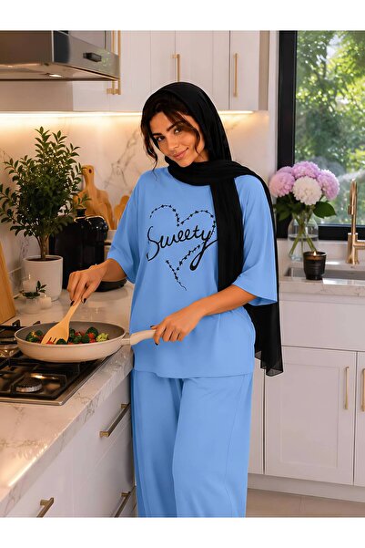 1way Comfortable and Stylish Home Pajamas, Striped T-Shirt and Wide-Leg Pants...