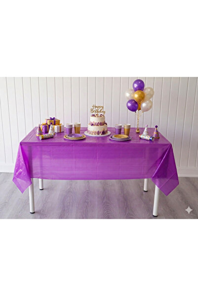 Deniz Party Store 12X180CM AÇIK MOR RENK KULLAN AT PLASTİK MASA ÖRTÜSÜ 1 ADET