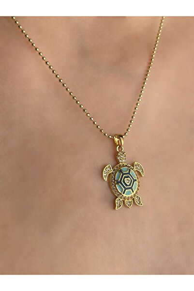 Nilly Jewelry Zirkon Taşlı Mavi Kaplumbağa Kolye