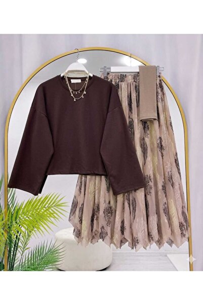 MODA MT Women's Skirt Asymmetrical Cut Detailed Blouse Set