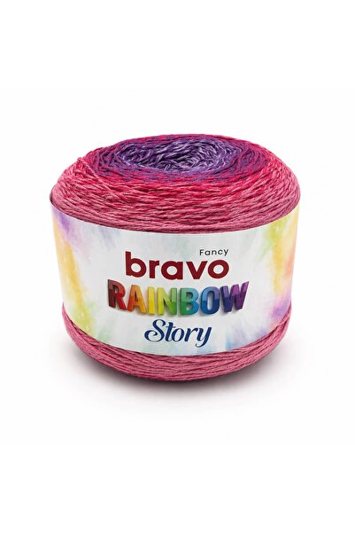 Bravo Rainbow Story Ebruli Yazlık Pero Şal Koton İplik 200 gram 800 Metre PEM...