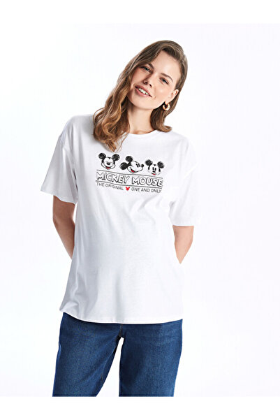LC Waikiki Crew Neck Mickey Mouse Printed Short Sleeve Maternity T-Shirt