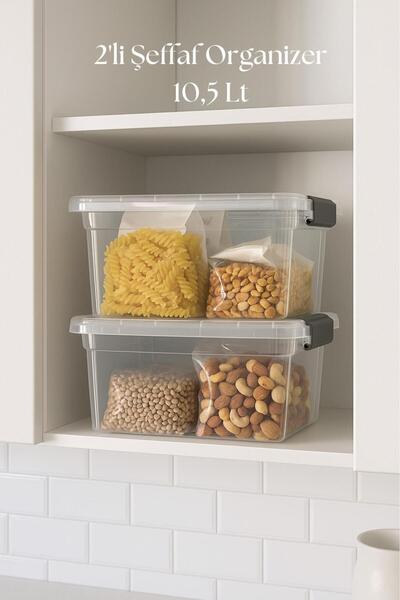 Twin Store 2-Piece Transparent Storage Box & Organizing Box 10.5 Lt