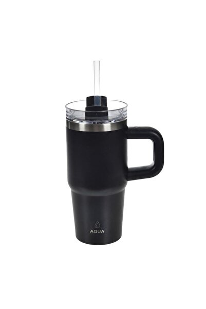 OEM Cană termos din oțel inoxidabil negru cu mâner, 420 ml, pentru cafea la drum