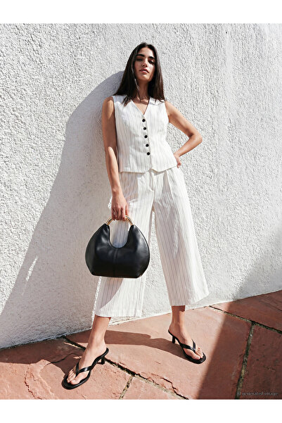 LC Waikiki Özmarka New Season Elastic Waist Striped Women's Trousers