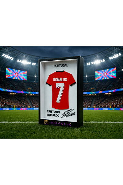 INOVATIX Tablou 3D Decorativ cu Ramă, Cristiano Ronaldo 7 Portugal World Cup ...