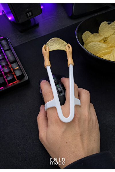 Rainmade 2 Adet Oyuncu Cips Tutucu Parmak Aparatı Klavye Mouse Kirletmeyen Sn...
